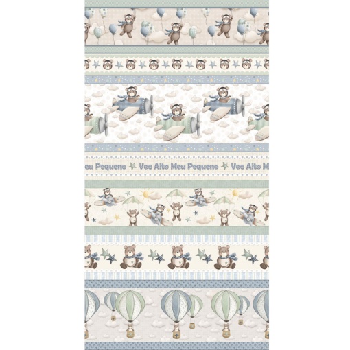 Tecido Fuxicos e Fricotes Voe Alto barrado azul 1x1,50m