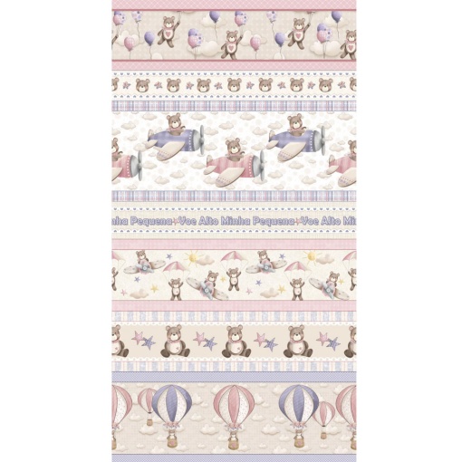 Tecido Fuxicos e Fricotes Voe Alto barrado rosa 1x1,50m