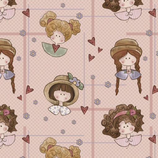 Tecido Fuxicos e Fricotes My Dolls rosto rosa 1x1,50m
