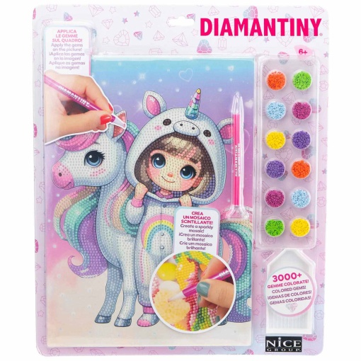 Pintar com diamantes kawaii menina com unicórnio NICE Diamantiny