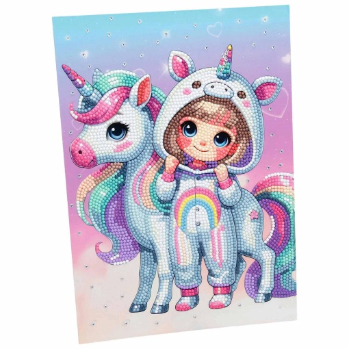 Pintura con diamantes kawaii, chica con unicornio, NICE Diamantiny