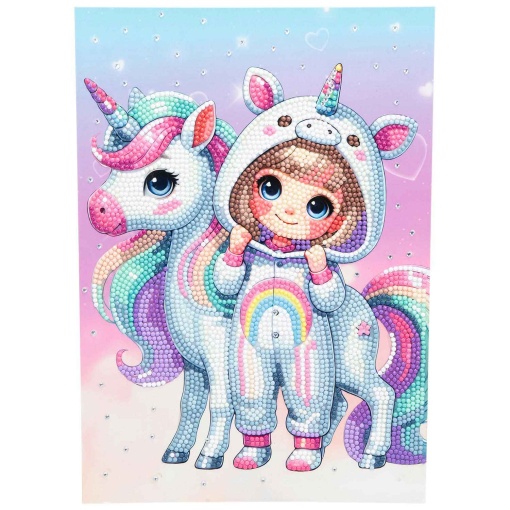 Pintura con diamantes kawaii, chica con unicornio, NICE Diamantiny