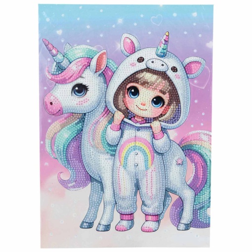 Pintura con diamantes kawaii, chica con unicornio, NICE Diamantiny