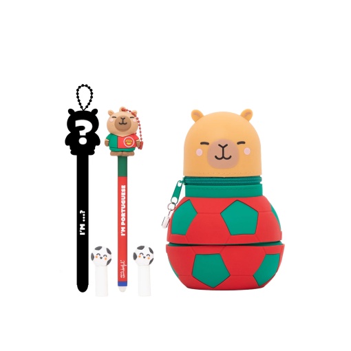 Funda de silicona expandible + 2 bolígrafos borrables + llavero de la selección portuguesa MR.WONDERFUL Wonder Goal