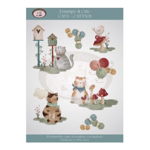 Papel transfer Fuxicos e Fricotes Cats 13 x 15 cm