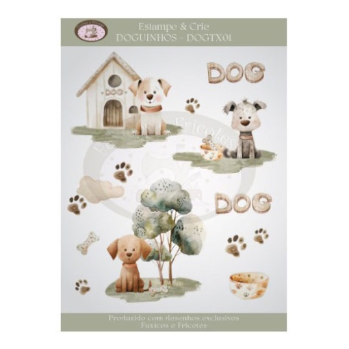 Papel transfer Fuxicos e Fricotes Dogs 13 x 15 cm