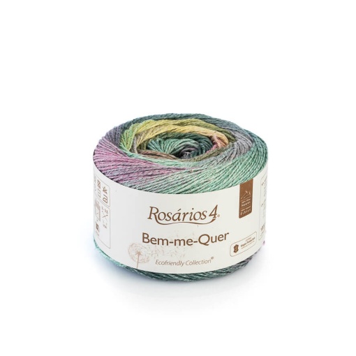 Fio de tricot Rosários 4 Bem-me-quer 100 g verde/lilás