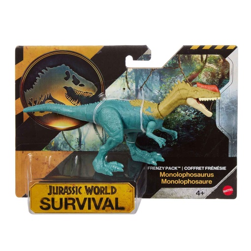 Pack de supervivencia de Jurassic World: Monolophosaurus frenético de 18 cm, Mattel JGB72 / JKL54