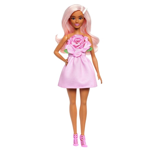 Barbie Fashionista pink dress with flower Mattel FBR37 / HYT94