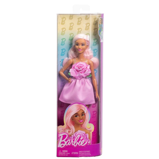 Barbie Fashionista pink dress with flower Mattel FBR37 / HYT94
