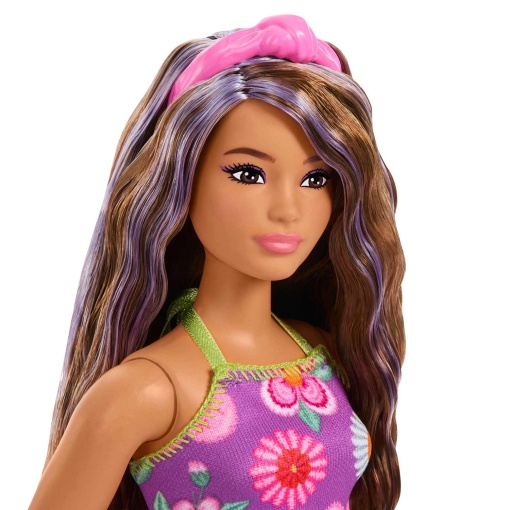 Barbie Fashionista purple floral dress Mattel FBR37 / JJN57