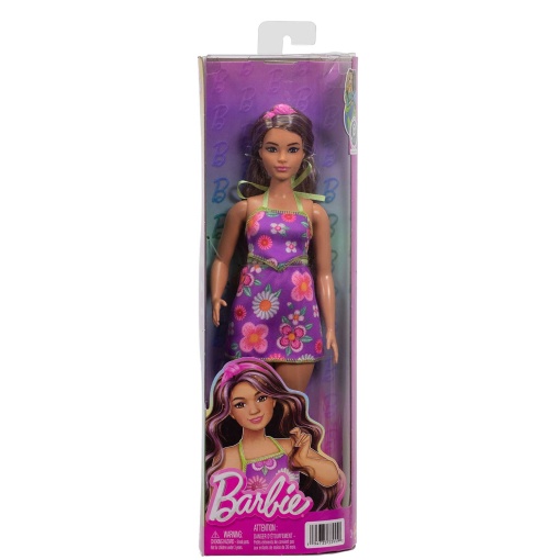 Barbie Fashionista purple floral dress Mattel FBR37 / JJN57