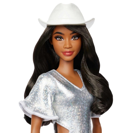 Barbie Fashionista silver dress and cowboy hat Mattel FBR37 / HYT95