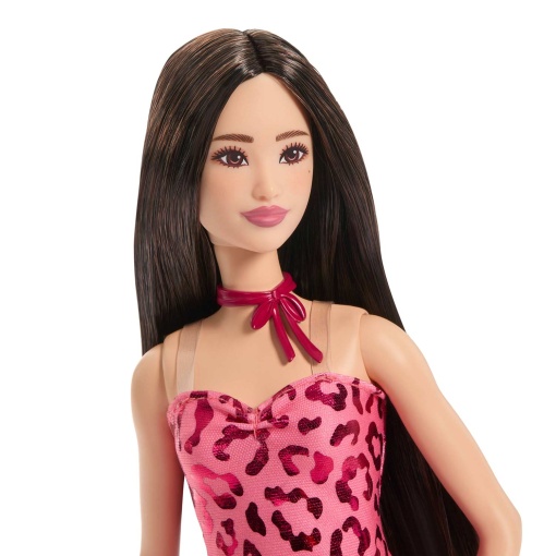 Barbie Fashionista coral leopard dress Mattel FBR37 / JJN59