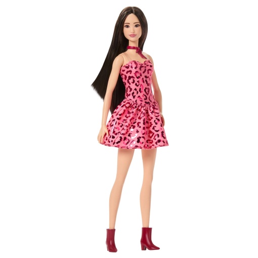 Barbie Fashionista coral leopard dress Mattel FBR37 / JJN59