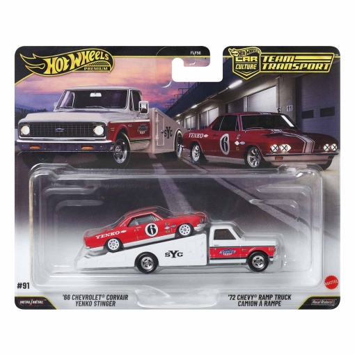 Hot Wheels Premium Car Culture Team Transport '66 Chevrolet Corvair / 72' Chevy Ramp Truck Mattel FLF56 / JHX91