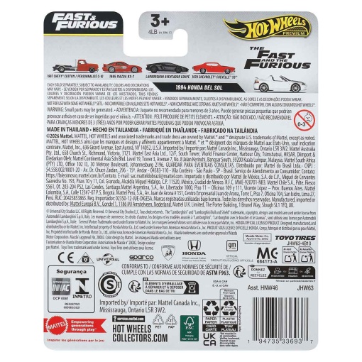 Hot Wheels Premium Fast & Furious 1994 Honda Del Sol Mattel HNW46 / JHW63-LA10