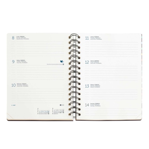 AGENDA ESCOLAR SEMANAL A5 2026/27 18 MESES ESPIRAL MIQUELRIUS PLUS WIRE-O BOLD DAISY COM ELASTICO MR34622