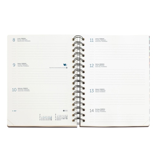 AGENDA ESCOLAR SEMANAL A5 2026/27 18 MESES ESPIRAL MIQUELRIUS PLUS WIRE-O BLACK BLOOM COM ELASTICO MR34620