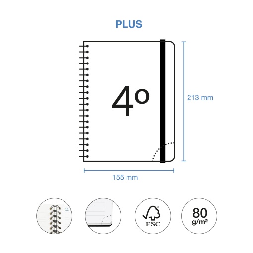 AGENDA ESCOLAR SEMANAL A5 2026/27 18 MESES ESPIRAL MIQUELRIUS PLUS WIRE-O BLACK BLOOM COM ELASTICO MR34620