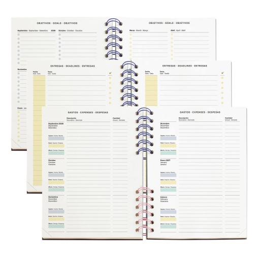 AGENDA ESCOLAR SEMANAL A5 2026/27 12 MESES ESPIRAL MIQUELRIUS PLUS BACK TO BASICS MALVA MR21339