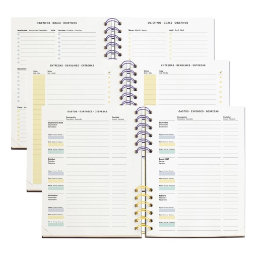 AGENDA ESCOLAR SEMANAL A5 2026/27 12 MESES ESPIRAL MIQUELRIUS PLUS BACK TO BASICS GRIS MR21341