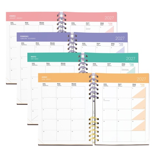 AGENDA ESCOLAR SEMANAL A5 2026/27 12 MESES ESPIRAL MIQUELRIUS PLUS BACK TO BASICS GRIS MR21341