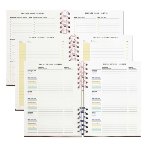 AGENDA ESCOLAR SEMANAL A5 2026/27 12 MESES ESPIRAL MIQUELRIUS PLUS BACK TO BASICS VERDE MR21344