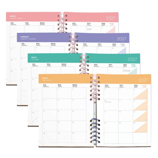 AGENDA ESCOLAR SEMANAL A5 2026/27 12 MESES ESPIRAL MIQUELRIUS PLUS BACK TO BASICS VERDE MR21344