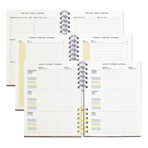 AGENDA ESCOLAR DIARIA A5 2026/27 12 MESES ESPIRAL MIQUELRIUS PLUS BACK TO BASICS MALVA MR21338