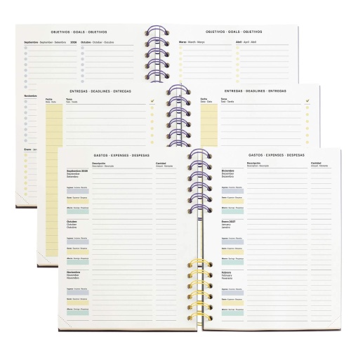 AGENDA ESCOLAR DIARIA A5 2026/27 12 MESES ESPIRAL MIQUELRIUS PLUS BACK TO BASICS GRIS MR21343