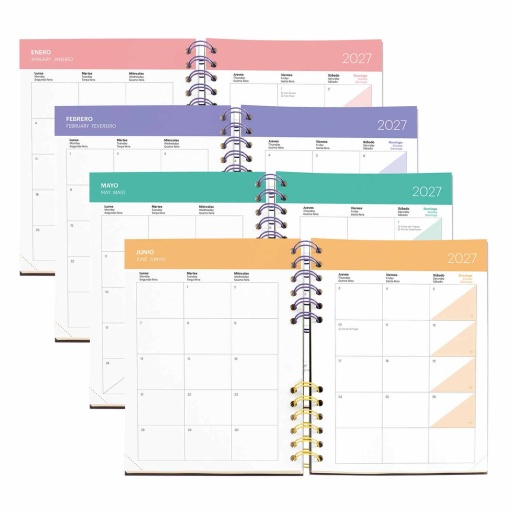 AGENDA ESCOLAR DIARIA A5 2026/27 12 MESES ESPIRAL MIQUELRIUS PLUS BACK TO BASICS GRIS MR21343