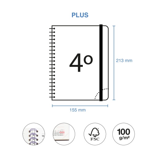 AGENDA ESCOLAR DIARIA A5 2026/27 12 MESES ESPIRAL MIQUELRIUS PLUS BACK TO BASICS GRIS MR21343