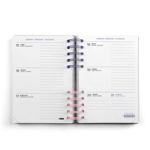 AGENDA ESCOLAR SEMANAL A5 2026/27 12 MESES ESPIRAL MIQUELRIUS BACK TO BASICS ACTIVA MALVA COM ELASTICO MR21283