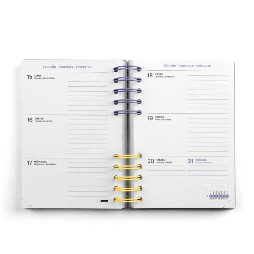 AGENDA ESCOLAR SEMANAL A5 2026/27 12 MESES ESPIRAL MIQUELRIUS BACK TO BASICS ACTIVA GRIS COM ELASTICO MR21286