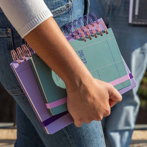 AGENDA ESCOLAR SEMANAL A5 2026/27 12 MESES ESPIRAL MIQUELRIUS BACK TO BASICS ACTIVA VERDE COM ELASTICO MR21288