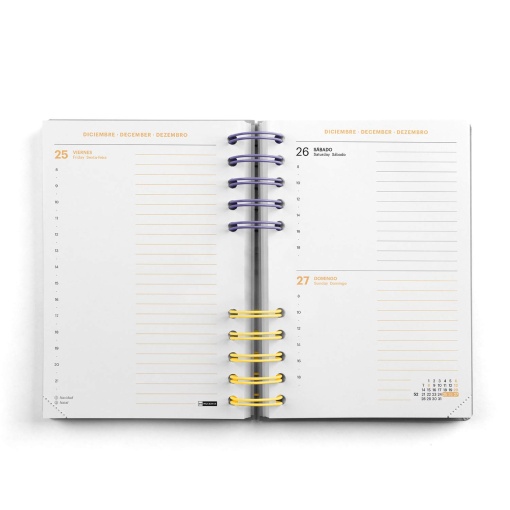 AGENDA ESCOLAR DIARIA A5 2026/27 12 MESES ESPIRAL MIQUELRIUS BACK TO BASICS ACTIVA GRIS COM ELASTICO MR21285