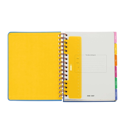 AGENDA ESCOLAR SEMANAL A5 2026/27 12 MESES ESPIRAL MIQUELRIUS SANDRA HUTTER BLUE GARDEN COM ELASTICO MR21333