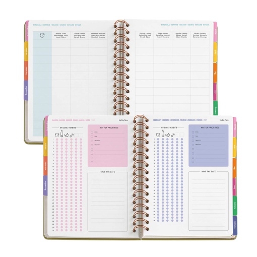 AGENDA ESCOLAR SEMANAL A5 2026/27 12 MESES ESPIRAL MIQUELRIUS SANDRA HUTTER BLUE GARDEN COM ELASTICO MR21333