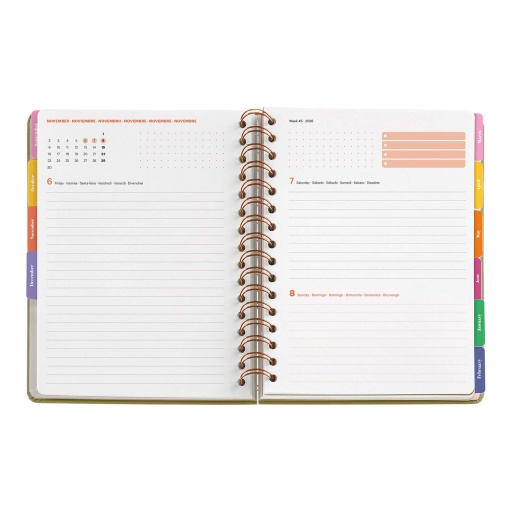 AGENDA ESCOLAR DIARIA A5 2026/27 12 MESES ESPIRAL MIQUELRIUS SANDRA HUTTER BLUE GARDEN COM ELASTICO MR21336