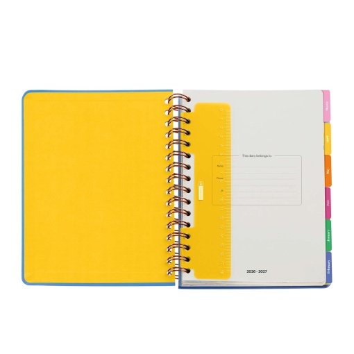 AGENDA ESCOLAR DIARIA A5 2026/27 12 MESES ESPIRAL MIQUELRIUS SANDRA HUTTER BLUE GARDEN COM ELASTICO MR21336