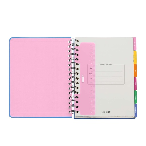 Agenda escolar diária A5 2026/27 12 meses espiral MIQUELRIUS Sandra Hutter Green Bloom com elástico