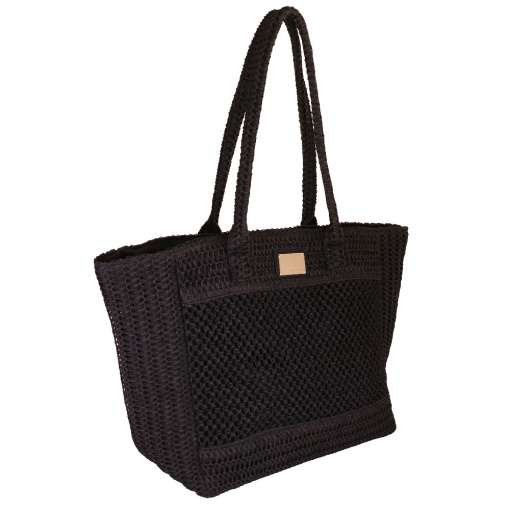 Bolso de ganchillo CAMOMILLA Summer negro 32x38x18cm