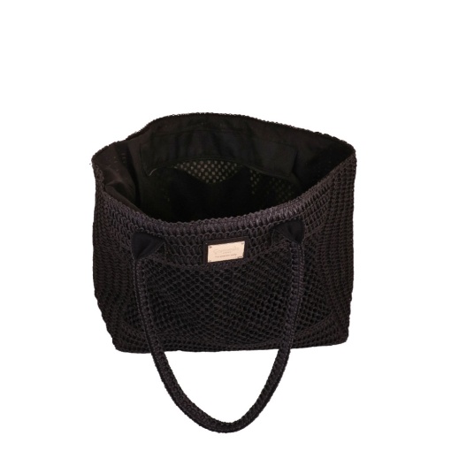 Bolso de ganchillo CAMOMILLA Summer negro 32x38x18cm