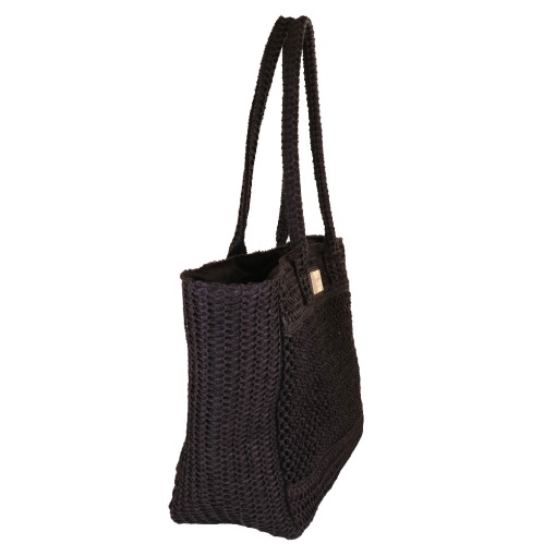 Bolso de ganchillo CAMOMILLA Summer negro 32x38x18cm