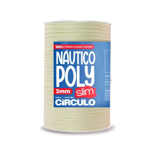 Fio de crochet CÍRCULO Náutico Poly Slim 400g creme