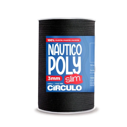 Fio de crochet CÍRCULO Náutico Poly Slim 400g preto
