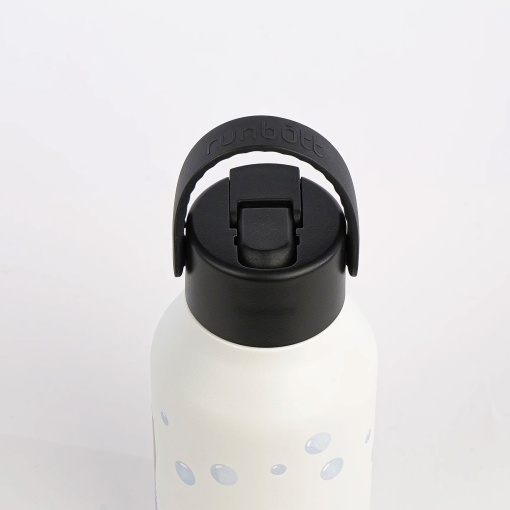 Botella termo RUNBOTT Mii La Tortuguita Blanca de 350 ml con adorables burbujas de gato.
