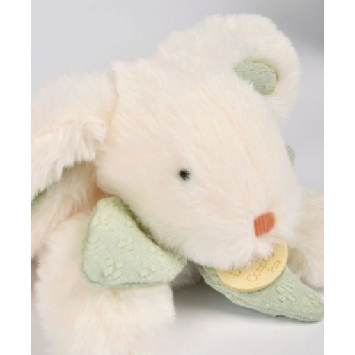 Peluche conejo blanco con lazo verde 20cm DOUDOU ET COMPAGNIE Lapin Bonbon