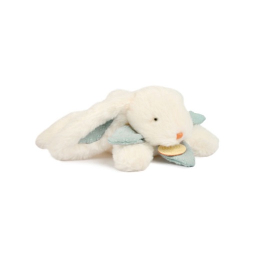 Conejo de peluche blanco con lazo azul, 20 cm, DOUDOU ET COMPAGNIE Lapin Bonbon